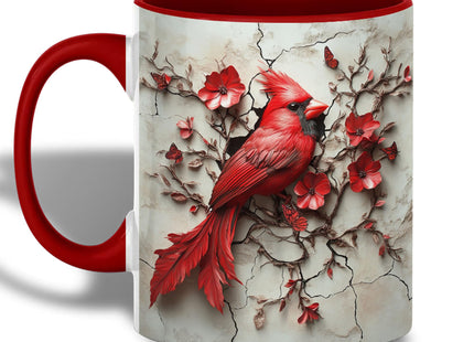 ANOVRA Red Cardinal Coffee Mug, Cardinal Bird Mug for Bird Lovers, Floral Branch Butterfly Kitchen Office Decor, Accent Ceramic Cup Printed Both Sides for Coffee Tea Cocoa