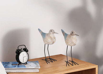 LaLamona Sea Birds Statues Coastal Decor, Wooden Seagull Sculptures Decor for Home Nautical Coastal Beach Ocean Tables Rooms Display, 2pcs