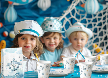 Nautical Birthday Party Decorations Set - Nautical Party Decorations, Plates, Napkins, and Forks for 20 Guests - Nautical Themed Disposable Tableware and Birthday Decorations
