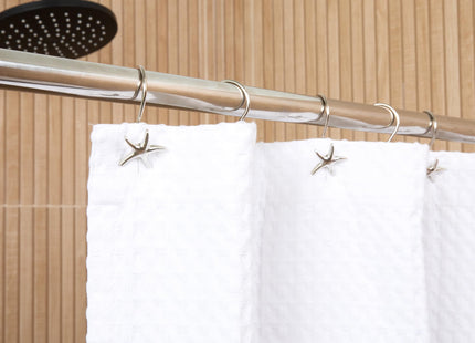 Hermosa Collection Starfish Shower Curtain Hooks – 12-Pack Decorative Chrome Bathroom Hooks for Bathroom Shower Curtains, Premium Chrome Craftsmanship, Easy Install, Coastal Beach Nautical Decor