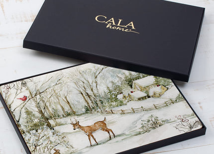 Cala Home Winter Forest Deer Boxed Set of 4 Premium Hardboard Placemats