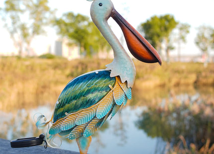 HONGLAND Solar Metal Pelican Statues Garden Sculpture & Statues, Glass Outdoor Pelican Yard Art Coastal Ocean Bird Decor Lawn Ornament for Backyard Porch Patio Decor（19 Inch）