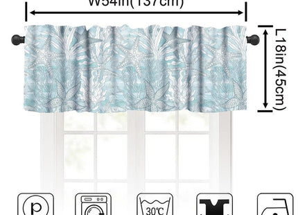 YSWOW Nautical Coastal Valance Curtain Beach Sea Starfish Coral Art Printed Window Drapes for Bedroom Living Room Decor W54xL18in Fabric 1 Panel