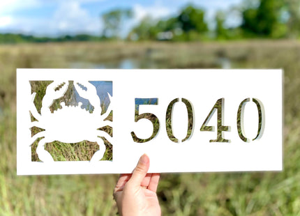 Horizontal Crab Address Sign, Weatherproof PVC Coastal House Numbers, Beach House Address Plaque, Outdoor Nautical Home Decor, Housewarming Gift