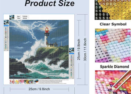Wave Diamond Art Kit for Adult Beach and Lighthouse Diamond Painting Kit | 5D Round Drill Diamond Painting for Beginners DIY Rhinestone 5D Diamond dots (Gemstone Craft) Home Wall Decor Gift 12x12 inch