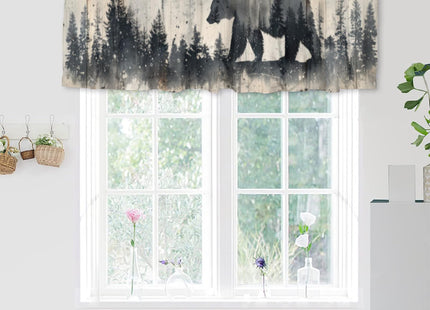 DFGJESLA Rustic Bear Deer Kitchen Valance Curtains Country Cabin Lodge Wild Animals Forest Hunting Rod Pocket Valances for Bedroom Living Room Dining Room, 54 x 18 in