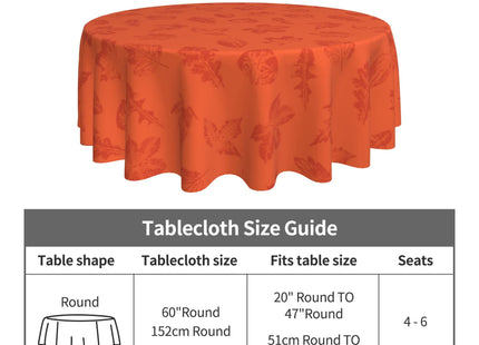 Fall Tablecloth Round 60 in Maple Leaf Table Cover Thanksgiving Table Cloth