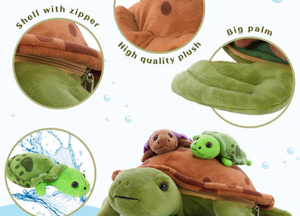 Muiteiur 4 Pcs Sea Turtle Stuffed Animals with Babies Inside, Turtle Plush