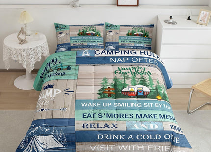 Feelyou Kids RV Camping Duvet Insert Twin Size, Happy Camping Comforter Set Boys Girls Lake House Bedding Set Farmhouse Trailers Camper Teens Bedroom Decor Bed Set 2Pcs
