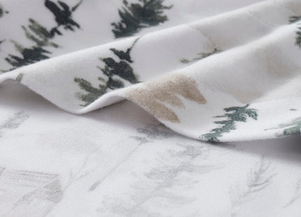 Flannel Sheets Warm and Cozy Deep Pocket Breathable All Season Bedding Set with Fitted, Flat and Pillowcases, Queen, Winter Cabin Lodge
