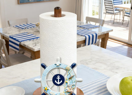 Ship Rudder Paper Towel Holder, Nautical Coastal Beach Countertop Decor