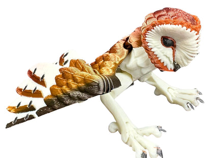 3D Printed Barn Owl - Articulating and Poseable - 3D Printed Lifelike Barn Owl - Small (Brown)
