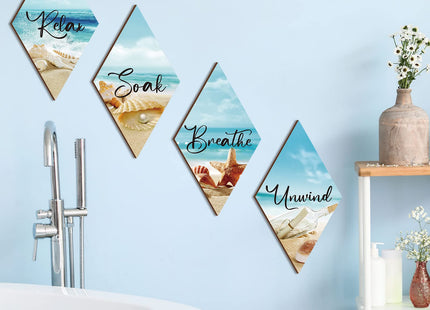 FairySandy 4 Pcs Sea Bathroom Wall Decor Seashell Restroom Wall Art