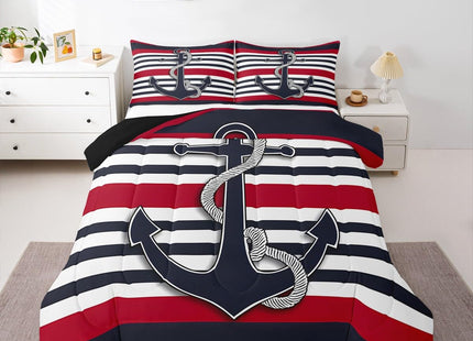 Feelyou Anchor Nautical Ocean Comforter Set Toddler Size Boys Girls Duvet