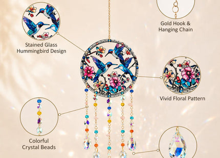 Hummingbird Suncatcher with Crystal Prism, Hummingbird Gift for Women Girl