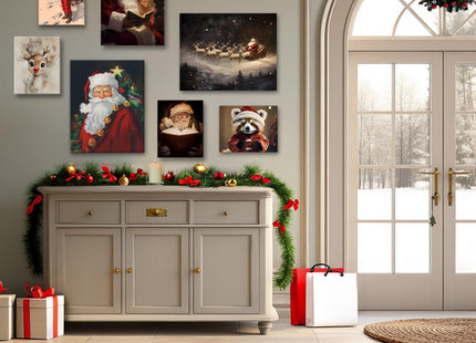 Christmas Decor Lost Deer Winter Wall Art Prints Cozy Christmas Room Decor Canvas Deer Poster Snow Forest Frost Pictures Xmas Tree Deer Photo for Gallery Wall Home Decor Framed Artwork