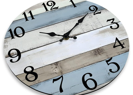 JoFomp 6 Inch Wooden Wall Clocks Battery Operated, Silent Wall Clock Non Ticking, Coastal Country Design Rustic Wall Clocks for Living Room Decor, Small Wall Clock for Bedroom Kitchen Bathroom