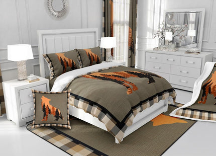 Feelyou Wolf Comforter Set for Girls Boys Kids Cute Wolf Wild Animals Comforter Room Rustic Cabin Country Bedding Set Nature Wildlife Bear Brown Duvet Set Room Decor Quilt Set Queen Size