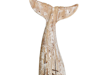 Nautical Home Decor Wood Whale Tail Tabletop Statue Decorative Sculpture