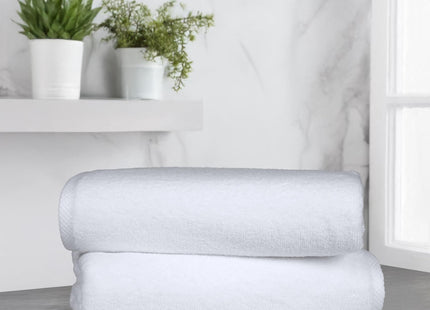 Amazon Basics 2-Piece Quick-Dry Oversize Bath Towel, 100% Cotton, 54" x 30", White