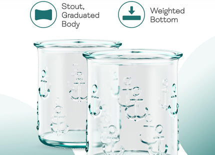 Amici Home – Anchor Anchor DOF Glass - 12 Oz - Green, Set of 6
