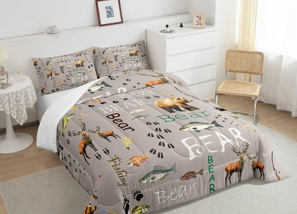 Feelyou Bear Deer Fishing Comforter Set Twin Size Kids Boys Girls Bedding