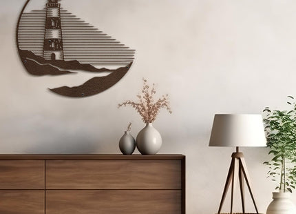 SIGNLEADER Metal Wall Art Decor Lighthouse Minimalist Modern Abstract Wall Sculpture Hangings Home Decoration for Living Room, Bedroom, Bathroom, Kitchen, Outdoor - 24" Bronze
