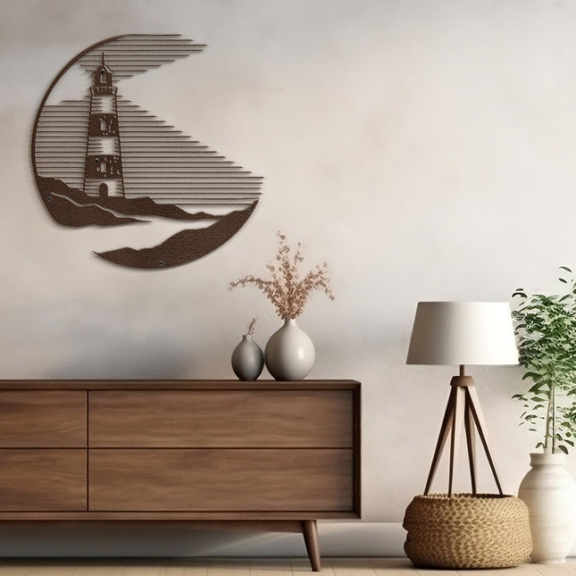 SIGNLEADER Metal Wall Art Decor Lighthouse Minimalist Modern Abstract Wall Sculpture Hangings Home Decoration for Living Room, Bedroom, Bathroom, Kitchen, Outdoor - 24" Bronze