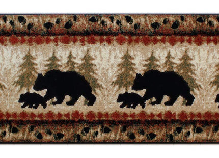 Masada Rugs, Cabin Lodge Area Rug Bear and Cub Scene (2 Feet X 7 Feet 3 Inch) Runner