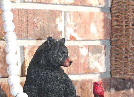 The Bridge Collection Black Bear and Cardinal Friend Figurine