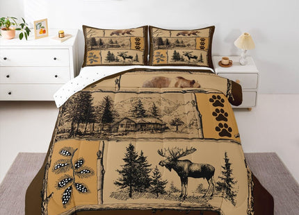 Feelyou Bear Cabin Moose Comforter Set Twin Size Boys Girls Bedding