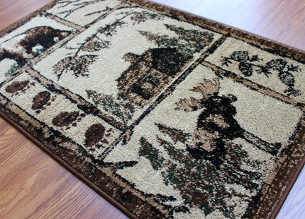 Masada Rugs, Bear Cabin Moose Area Rug (2 Feet x 3 Feet 2 Inch) Mat.