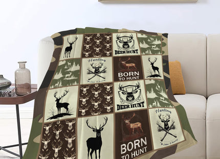 Deer Hunting Blanket Hunt Deer Throw Blanket Gifts for Girls Women Kids Boys Adults Men Super Soft Cozy Plush Fluffy Fuzzy Fleece Blanket Home Decor 40''X50''