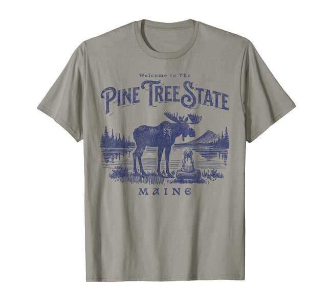 Vintage Maine Retro State Parks US Travel Hiking Graphic T-Shirt