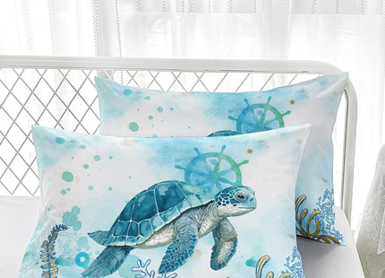 Nttopship Azure Sea Turtle Comforter Set - Twin Size, Ocean Theme Bedding Set for Kids - All Season Comforter and 2 Pillowcases