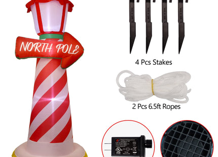 Juegoal 6 FT Christmas Inflatables Outdoor Decorations, Inflatable Xmas Lighthouse, Lighted Blow Up North Pole Sign with Built in LED Lights, Light Up Holiday Winter Lawn Yard Garden Decor