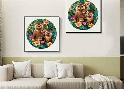 Leodozzio 500Pcs Wooden Jigsaw Puzzle Otter Family Wall Decor 16.5x16.5in