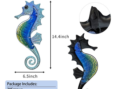 LIFFY Metal Fish Wall Decor Ocean Themed Sea Turtle Fish Seahorse Coastal Wall Sculpture, Nautical Outdoor Decor For Garden, Fence, Patio, Pool,Beach,Bathroom (3 Pcs)