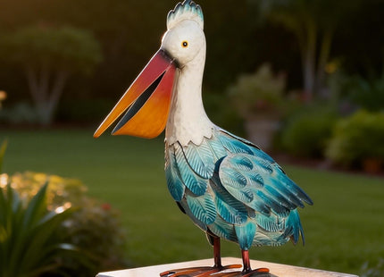 Kircust Pelican Statue Outdoor Bird Sculptures Home Decor Pond Ornaments Metal Yard Art Sculptures for Backyard Porch Patio Pond Decorations