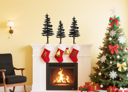 Mavtren Farmhouse Metal Pine Tree Decor - Rustic Cabin Woodland Forest Accent Fireplace Centerpiece Living Room Bedroom Bookshelf Christmas Decorations Set of 3 (Black)
