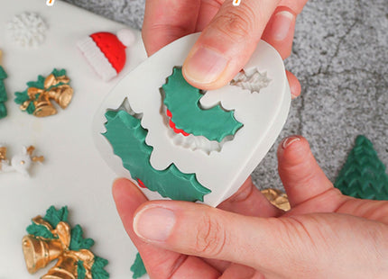 Christmas Fondant Mold Holly Leaf Silicone Fondant Candy Molds Set of 5