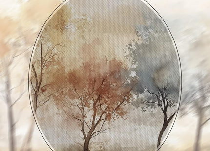 Gold Framed Fall Wall Art Canvas Print Autumn Forest Landscape Home Decor