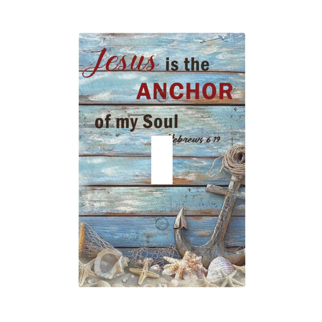 Jszwcy Decorative Light Switch Cover Plate Anchor Inspirational Quotes Blue Wood Plank 1 Gang Single Toggle Wall Plates for Electrical Outlet Covers Switch Plate Covers Faceplate for Home Decor