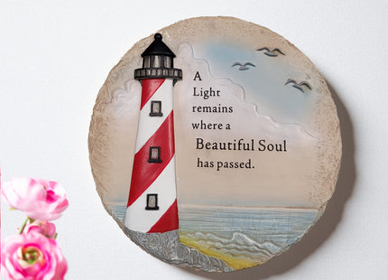 Evergreen LED Outdoor Safe Memorial Stone | Lighthouse Coastal Beautiful Soul | 10 Inches Wide | Remembrance Décor for Homes, Lawn and Garden | Waterproof Battery Operated | Outside or Indoor