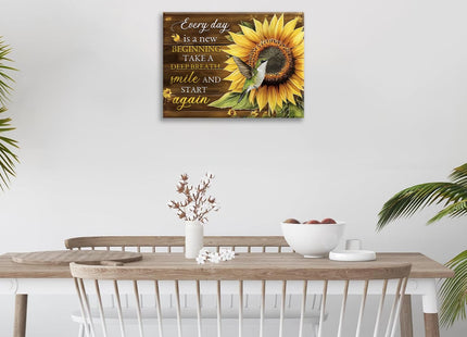 Estused Farmhouse Hummingbird Wall Art Hummingbird Sunflower Decor 16"x12"