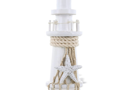 COTA Global Small White Wooden Lighthouse Decor Home Decor - 8.75 Inches