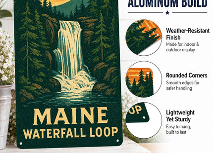 Maine Waterfall Loop Vintage Metal Signs 8 X 12 Inch