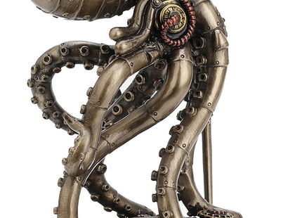 Veronese Design 6 3/4 Inch Tall Steampunk Octopus Space Observer Cold Cast Bronzed Resin Fantasy Collectibles Animals Figurine Space Alien Home Decor
