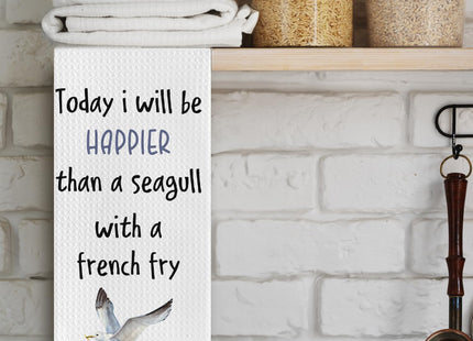 Cilrii Funny Seagull Kitchen Hand Towels,Funny Seagull Dish Towels Lovers Gifts for Women,Tea Towels for Kitchen Bathroom Decor 16 X 24