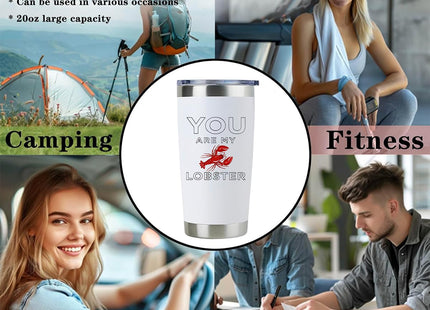 Ruistune You Are My Lobster Quote Tumbler - 20oz Retro Friendship Gift for Best Friends, Couples - Funny 90s TV Show Inspired Design - Stainless Steel Vacuum Insulated Travel Mug, White